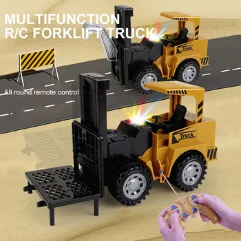 1:24 5-Канальный Радиоуправляемый Инженерный грузовик 2 In1 Имитация дистанционного управления Вилочный кран Гусеничный автомобиль Детские игрушки для мальчиков Детские подарки