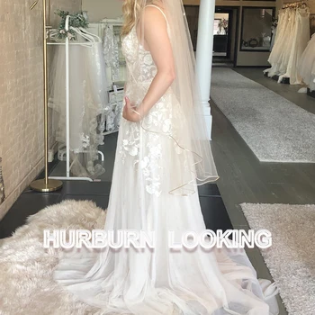 HERBURN Модные Свадебные платья 2023 с бусинами на молнии, с открытой спиной, Милые Цветы, Модное Современное Свадебное платье 2023, Для Помолвки, Плюс