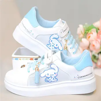 Kawaii Sanrio My Melody Kuromi Cinnamoroll/ Женская обувь для скейтборда, Летние Сетчатые Дышащие Повседневные кроссовки, Маленькие белые туфли для девочек