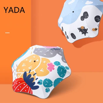 Модный УФ-зонт YADA с закругленными углами, Солнцезащитный и дождливый Ветрозащитный зонт Для женщин, Складные Зонты с ручным управлением, Зонтик YS220064