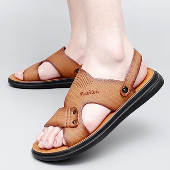 Мужские сандалии 2023 летние новые повседневные модные пляжные сандалии модные минималистичные дышащие сандалии повседневные удобные тапочки