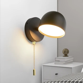 Современный интерьерный настенный светильник Nordic с выключателем, который можно поворачивать на угол 350 ° для белого и черного настенного светильника у кровати и в проходе