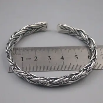 Твердое серебро 999 пробы, 8 мм, уникальная плетеная манжета в форме открытого браслета Диаметром 2,36 дюйма.